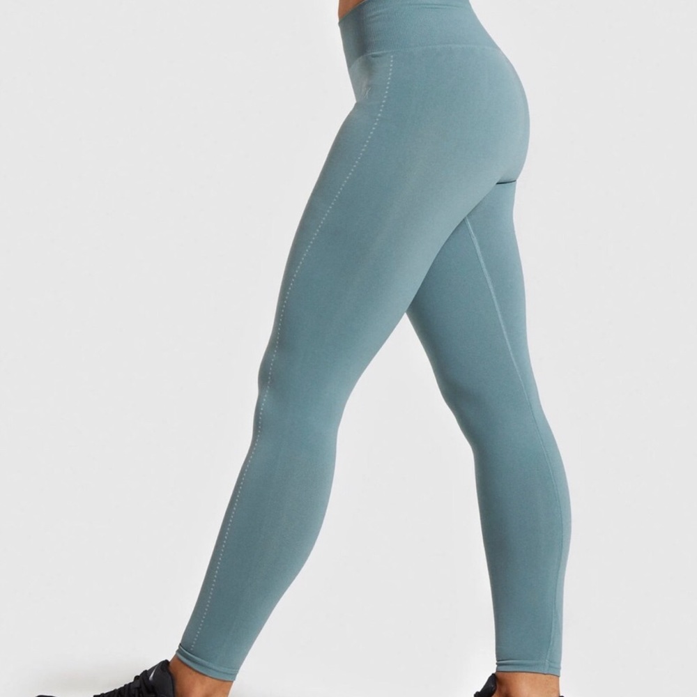 GYMSHARK lightweight seamless leggings turquoise sz S - Picture 2 of 11